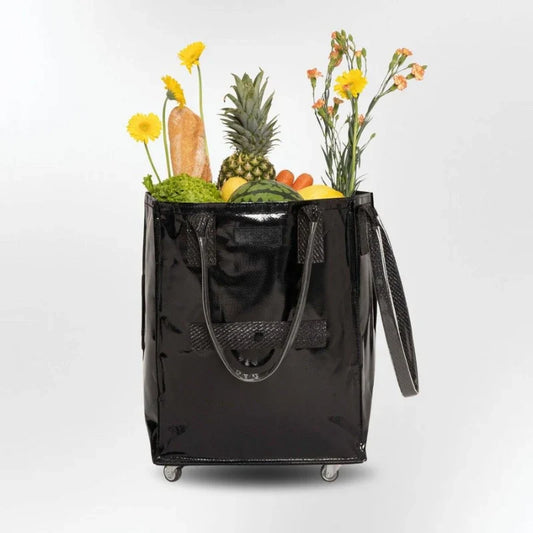 HK Rolling Tote Bag with Zip Top & Button Closure