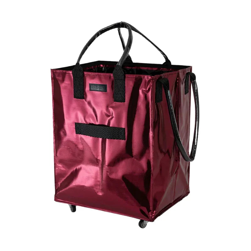 HK Rolling Tote Bag with Zip Top & Button Closure